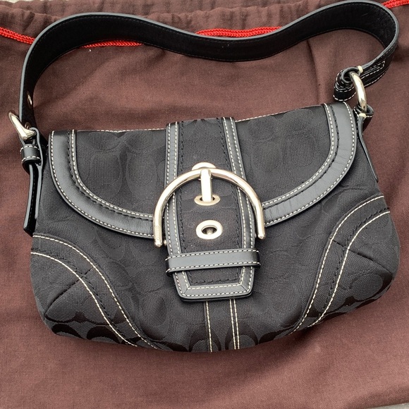Coach Handbags - Coach Black Shoulder Bag with Silver Accents